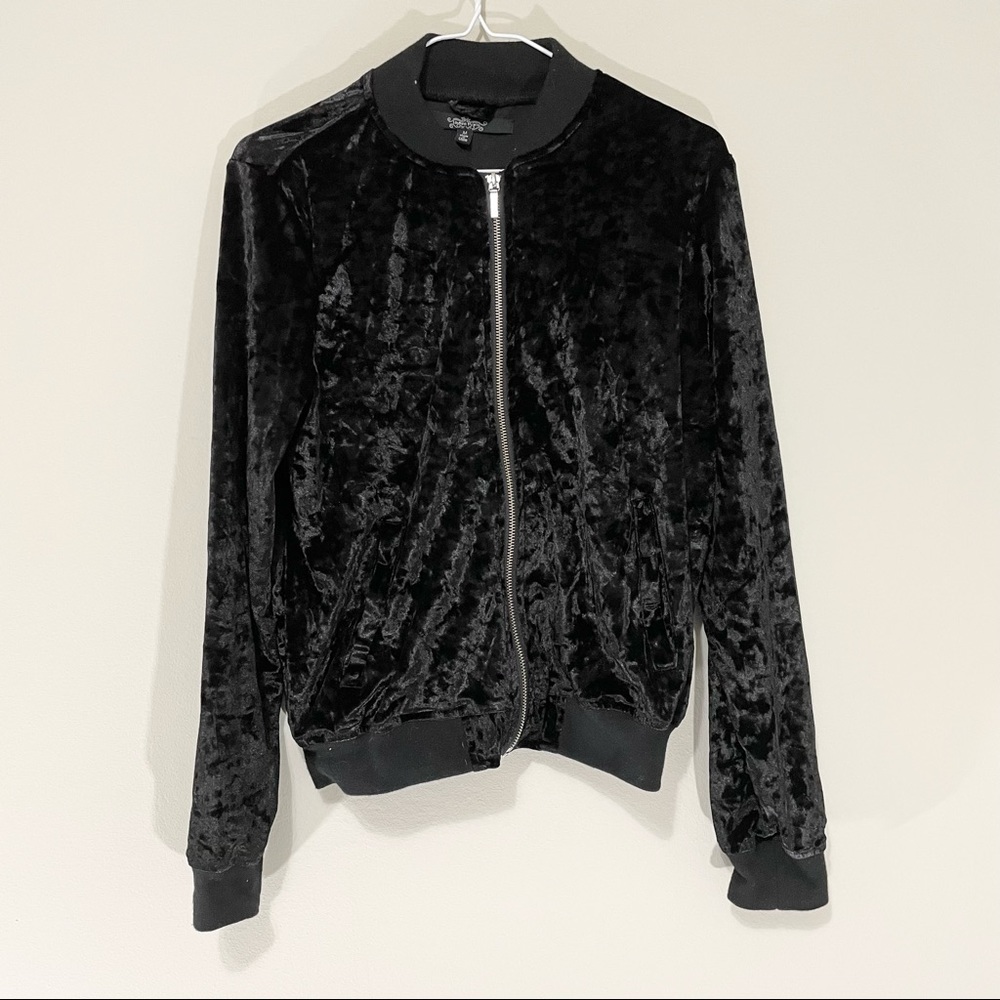 Louise Paris Faux Velvet Zip Up Lightweight Jacket Size M